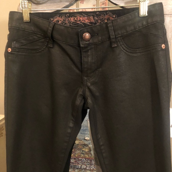 Coated Dark Brown Express Ankle Jeans - Picture 2 of 6